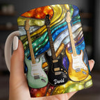 Custom Electric Guitar Art Coffee Mug - Personalized 11oz Ceramic Cup - Birthday Gift for Guitarists, Musicians, Rock Music Lovers - 2