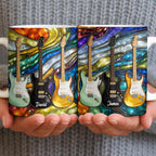 Custom Electric Guitar Art Coffee Mug - Personalized 11oz Ceramic Cup - Birthday Gift for Guitarists, Musicians, Rock Music Lovers - 6