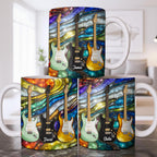 Custom Electric Guitar Art Coffee Mug - Personalized 11oz Ceramic Cup - Birthday Gift for Guitarists, Musicians, Rock Music Lovers - 8