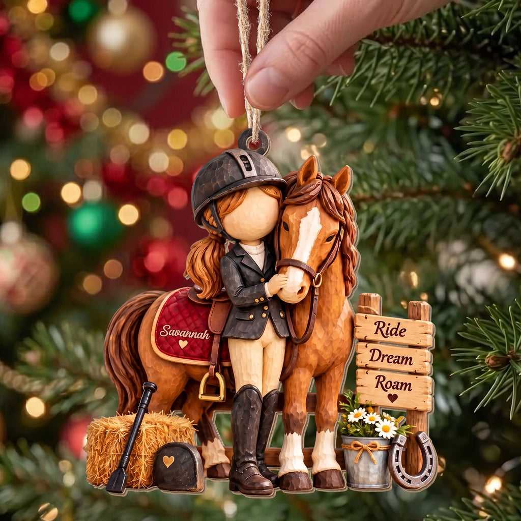 Ride Dream Roam, Personalized Custom Wood Ornament, Gift For Horse Lovers - 2