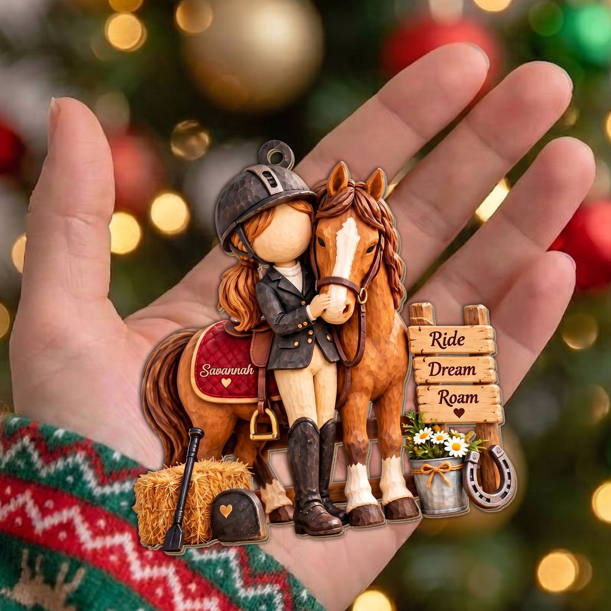 Ride Dream Roam, Personalized Custom Wood Ornament, Gift For Horse Lovers - 3