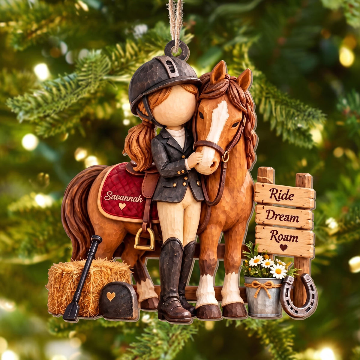 Ride Dream Roam, Personalized Custom Wood Ornament, Gift For Horse Lovers - 5