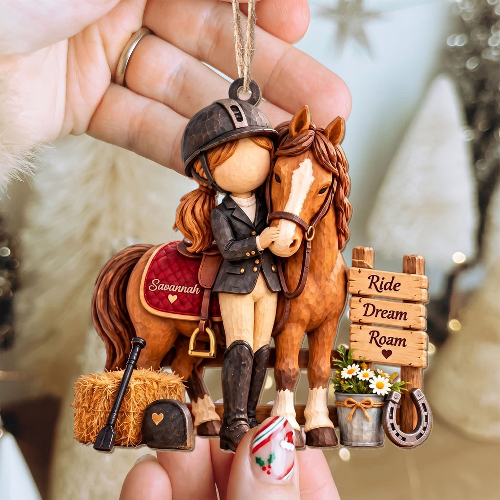 Ride Dream Roam, Personalized Custom Wood Ornament, Gift For Horse Lovers - 7