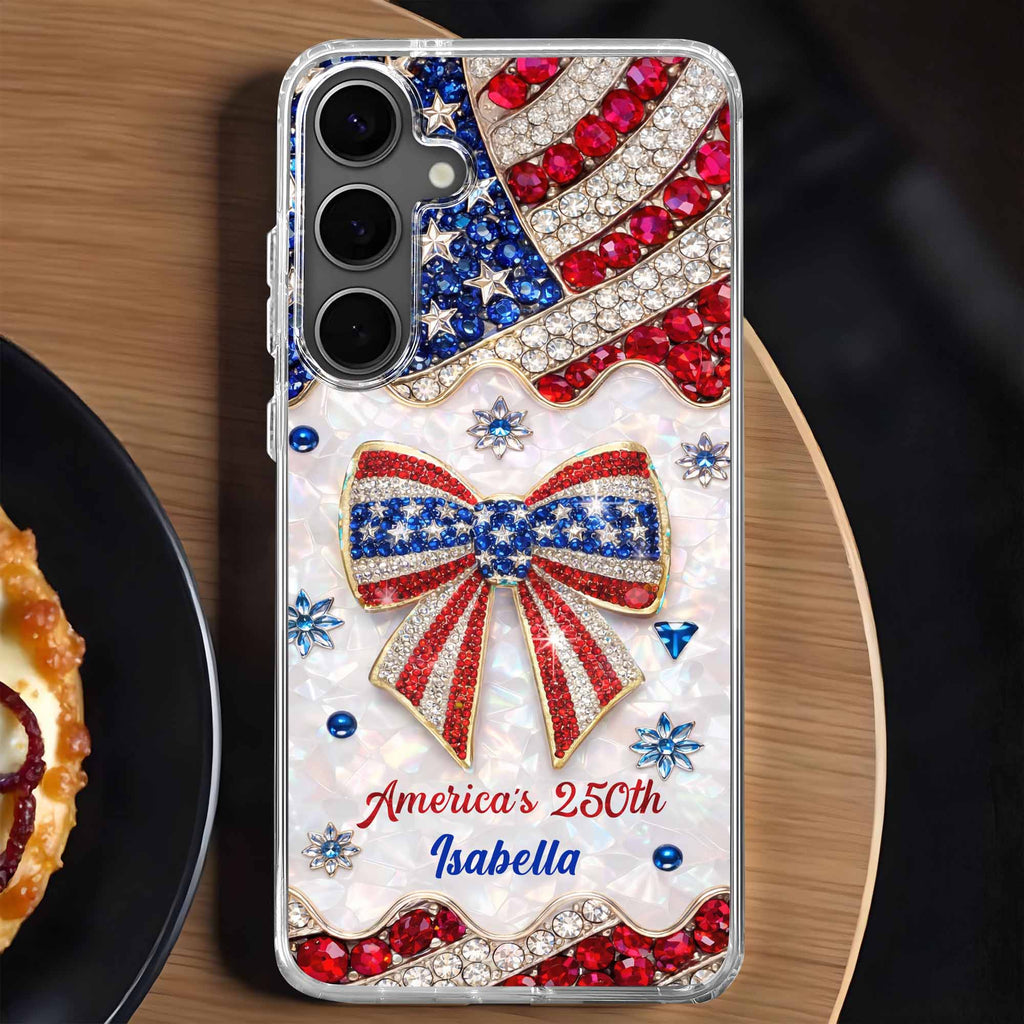 America's 250th Bow, Personalized Clear Phone Case, Gift For Her - 4