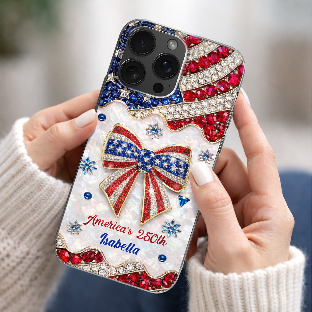 America's 250th Bow, Personalized Clear Phone Case, Gift For Her - 7