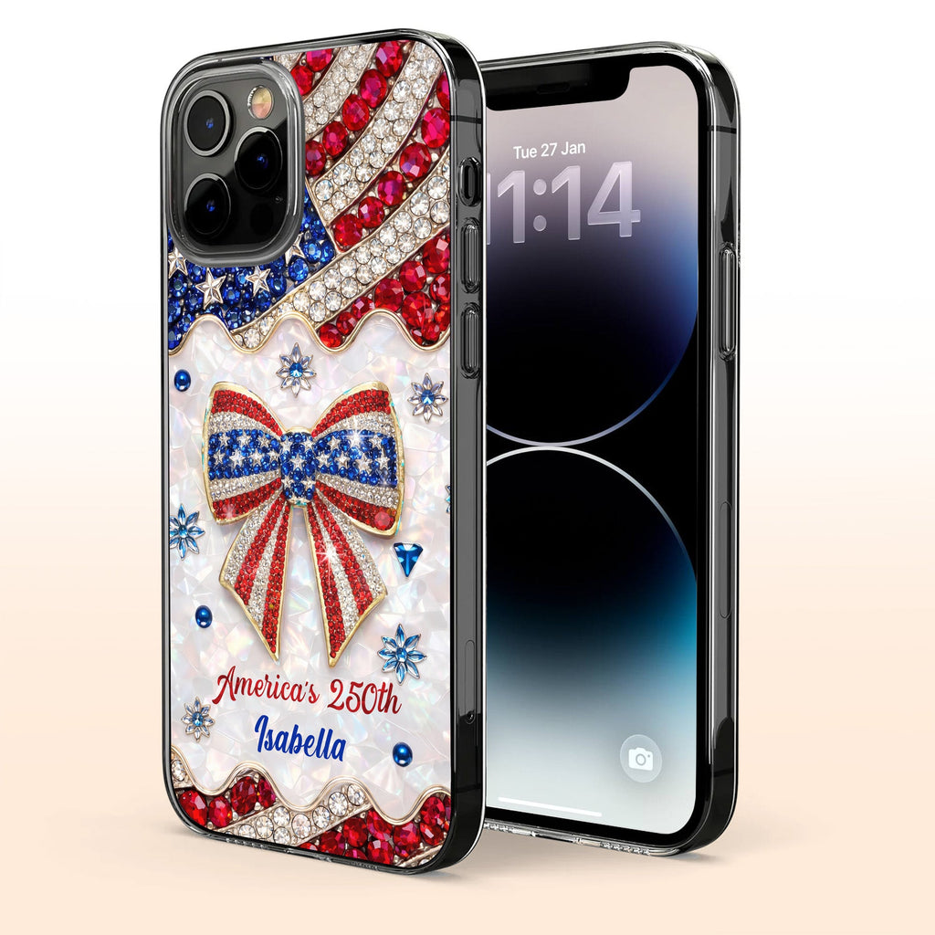 America's 250th Bow, Personalized Clear Phone Case, Gift For Her - 8