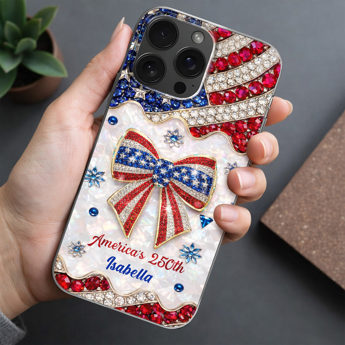 America's 250th Bow, Personalized Clear Phone Case, Gift For Her - 10