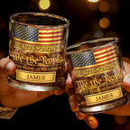 Custom "We the People 250 Years of Freedom" Whiskey Glass - Personalized 11oz Patriotic Rocks Cup - Independence Day Gift for Men - 2