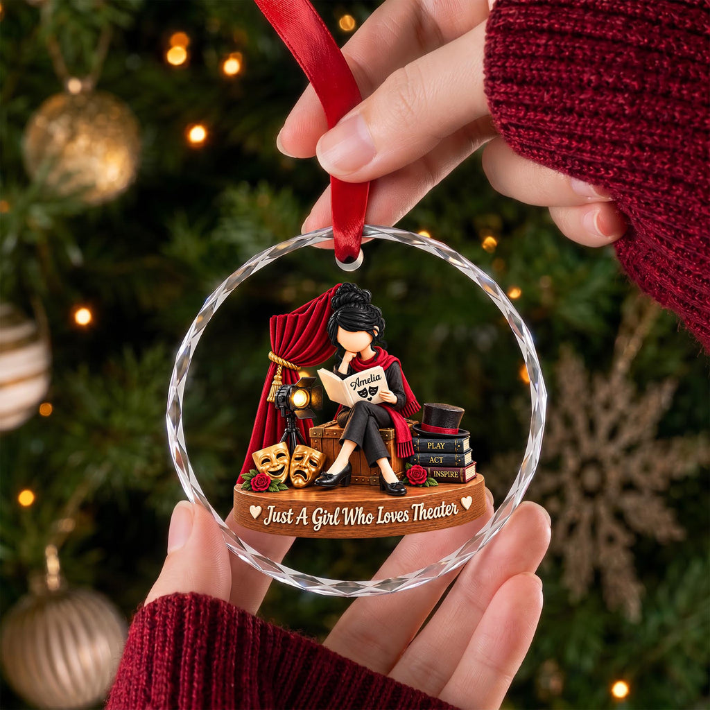 Just A Girl Who Loves Theater, Circle Glass Ornament, Gift For Actresses - 6