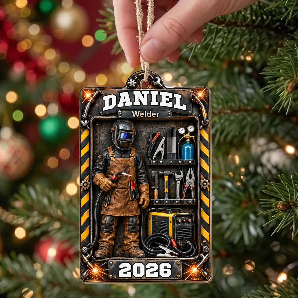 Welder, Personalized Custom Wood Ornament, Gift For Him And Welder Lovers - 10