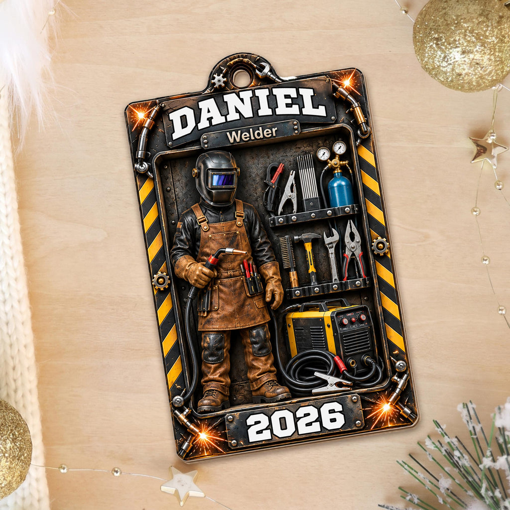 Welder, Personalized Custom Wood Ornament, Gift For Him And Welder Lovers - 12