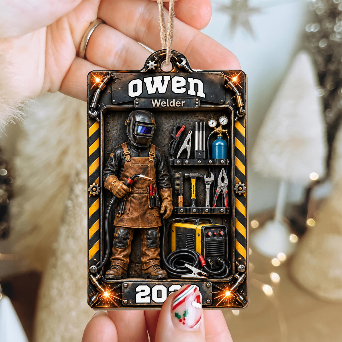 Welder, Personalized Custom Wood Ornament, Gift For Him And Welder Lovers - 4