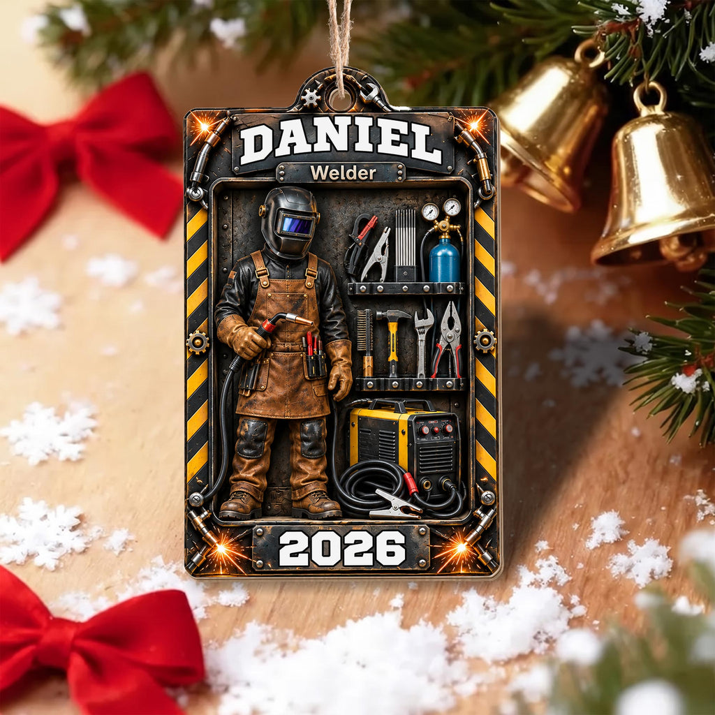 Welder, Personalized Custom Wood Ornament, Gift For Him And Welder Lovers - 5