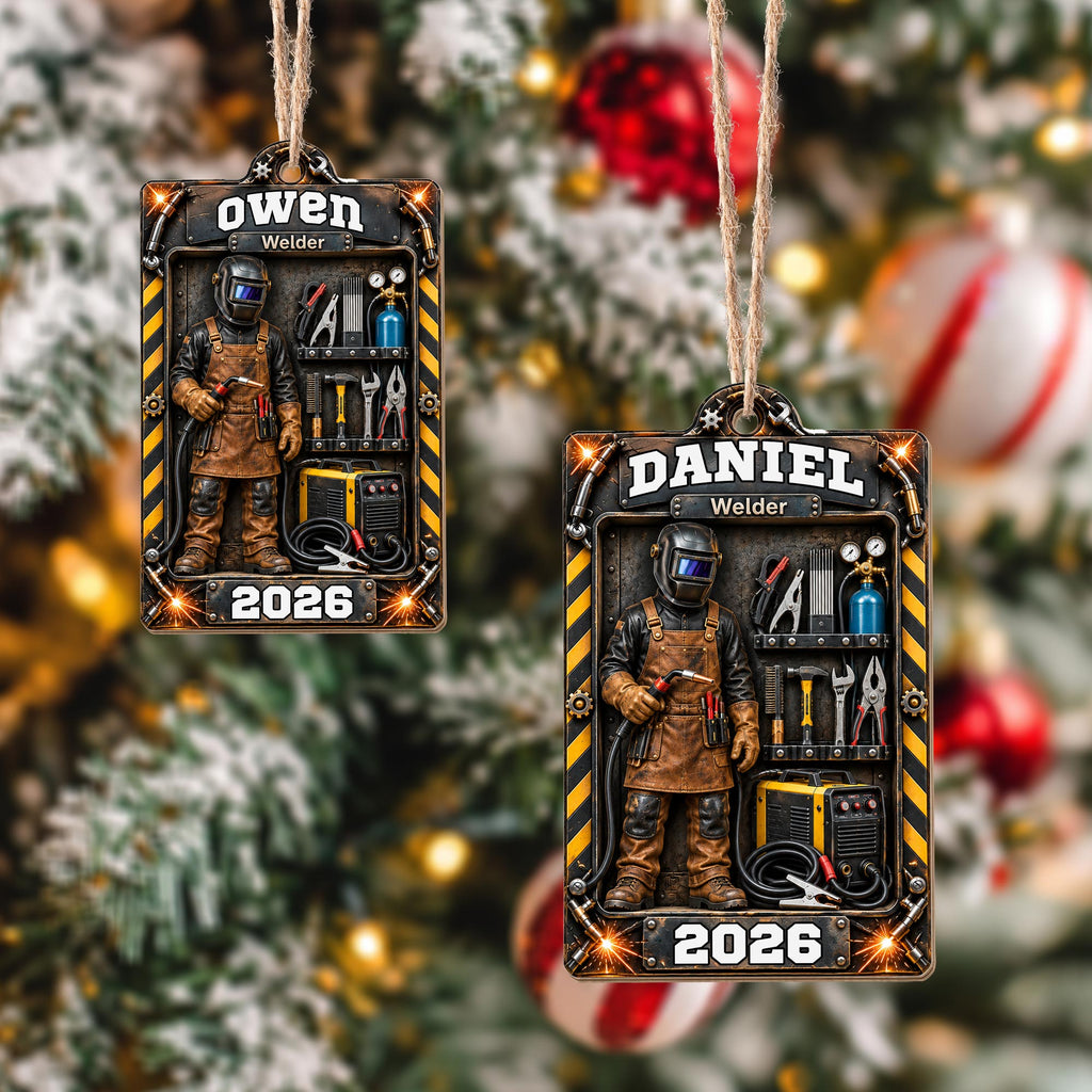 Welder, Personalized Custom Wood Ornament, Gift For Him And Welder Lovers - 6