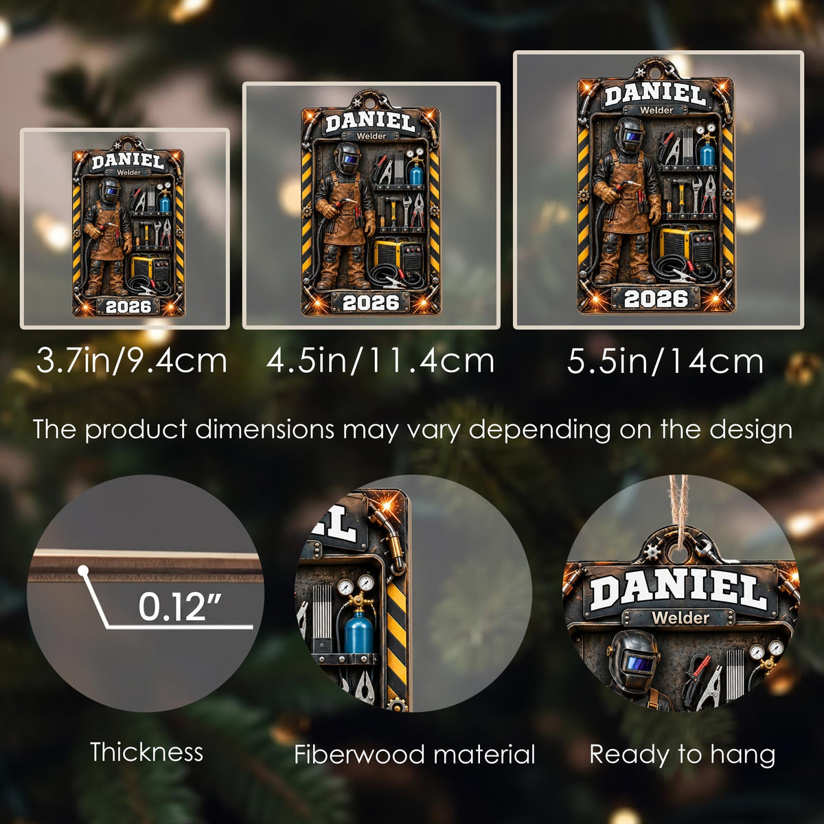Welder, Personalized Custom Wood Ornament, Gift For Him And Welder Lovers - 8