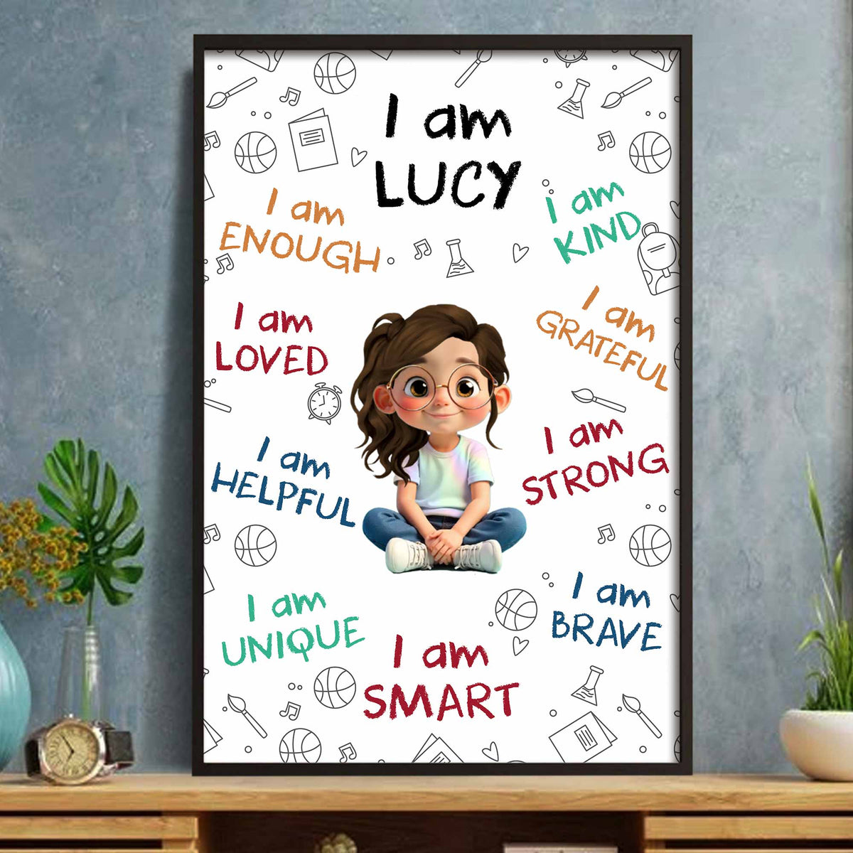 I Am Enough, Loved, Helpful, Unique, Smart,Vertical Poster,Gift For Daughters - 1