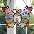 Custom "I Am Smart, I Am Kind" Suncatcher - Personalized Butterfly Affirmations Acrylic Window Hanging Decor - Educational Gift for Kids - 2