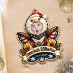 America's 250th Year Patriotic Eagle, Personalized Custom Wood Ornament, Gift For Grandkids - 12