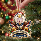 America's 250th Year Patriotic Eagle, Personalized Custom Wood Ornament, Gift For Grandkids - 2