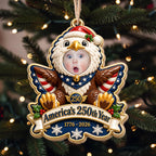 America's 250th Year Patriotic Eagle, Personalized Custom Wood Ornament, Gift For Grandkids - 1