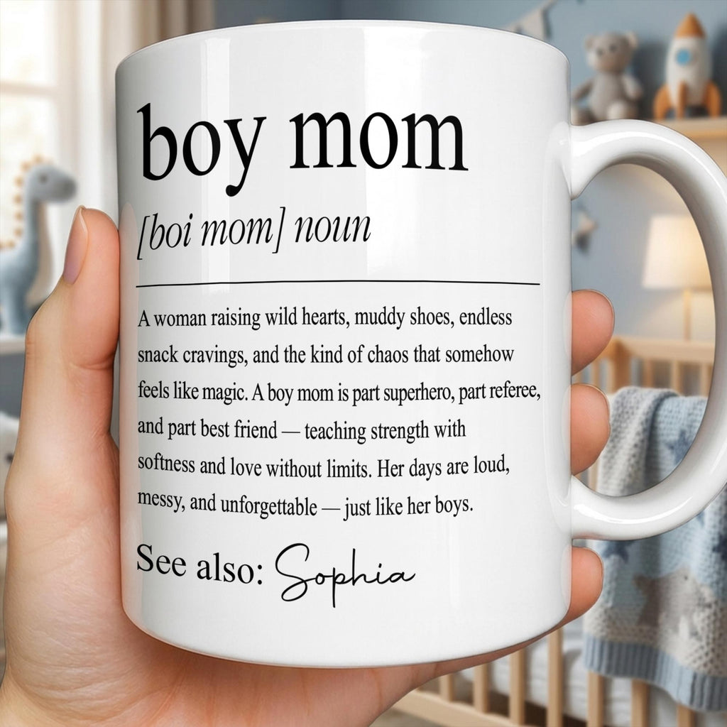 Boy Mom Dictionary Definition, Personalized Custom Coffee Mug, Gift for Mom - 1
