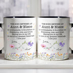 Custom "The Bond Between Aunt & Niece" Mug - 11oz Ceramic Accent Coffee Cup - Mother's Day, Birthday Floral Gift for Auntie, Niece - 4