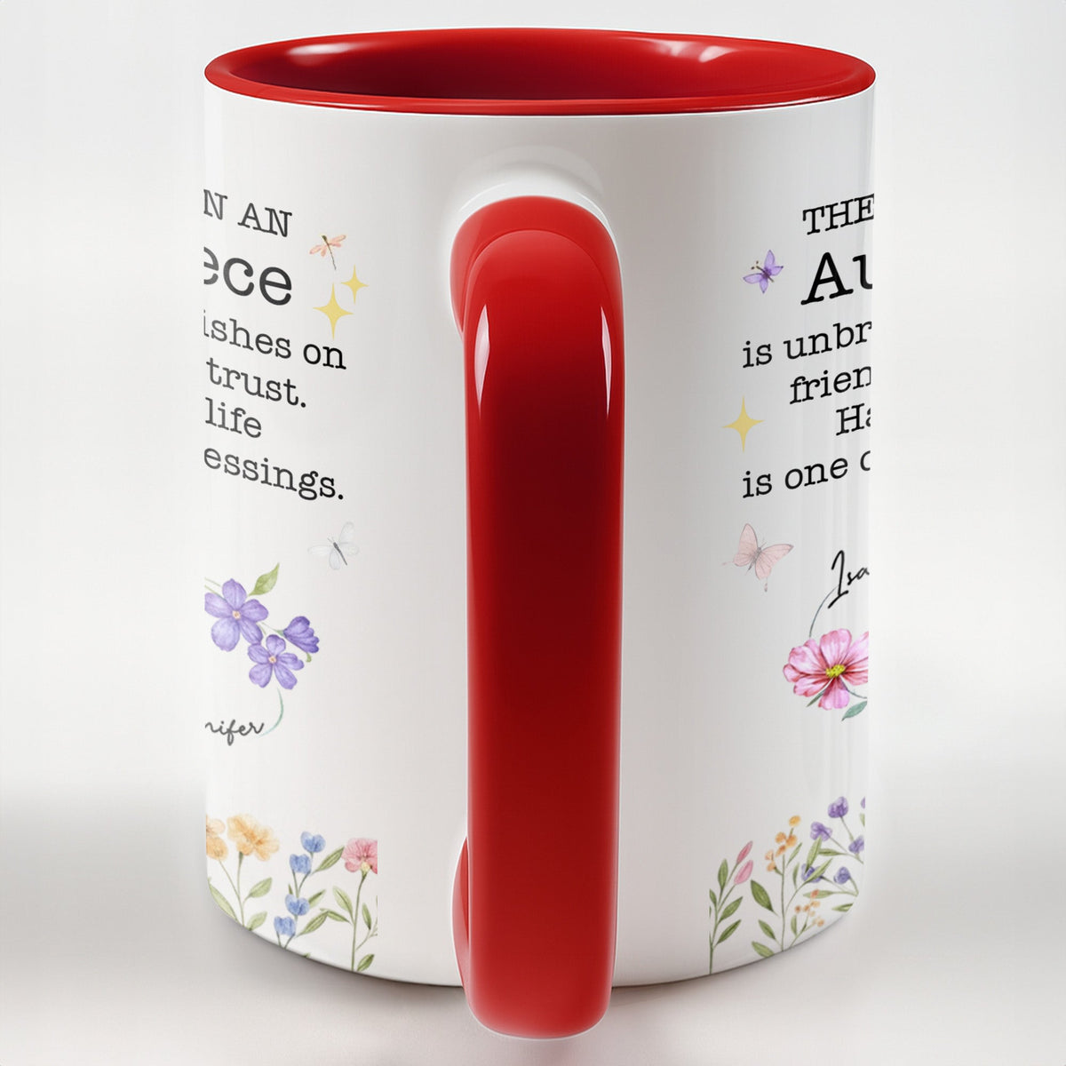 Custom "The Bond Between Aunt & Niece" Mug - 11oz Ceramic Accent Coffee Cup - Mother's Day, Birthday Floral Gift for Auntie, Niece - 7