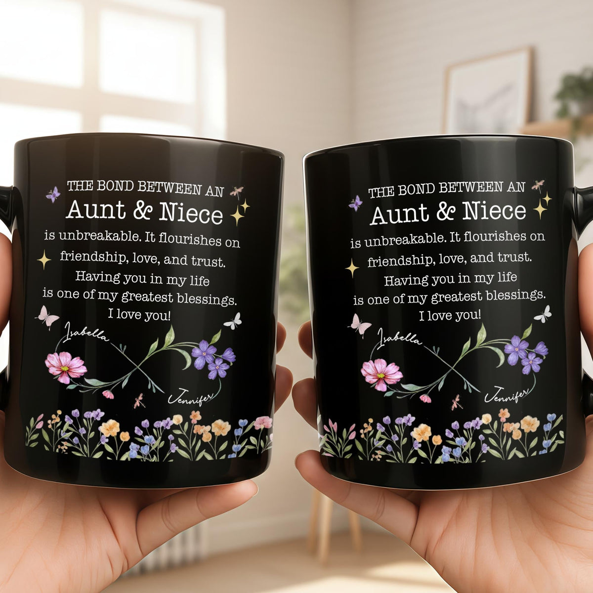 The Bond Between An Aunt And Niece, Personalized Black Mug, Gift For N ...