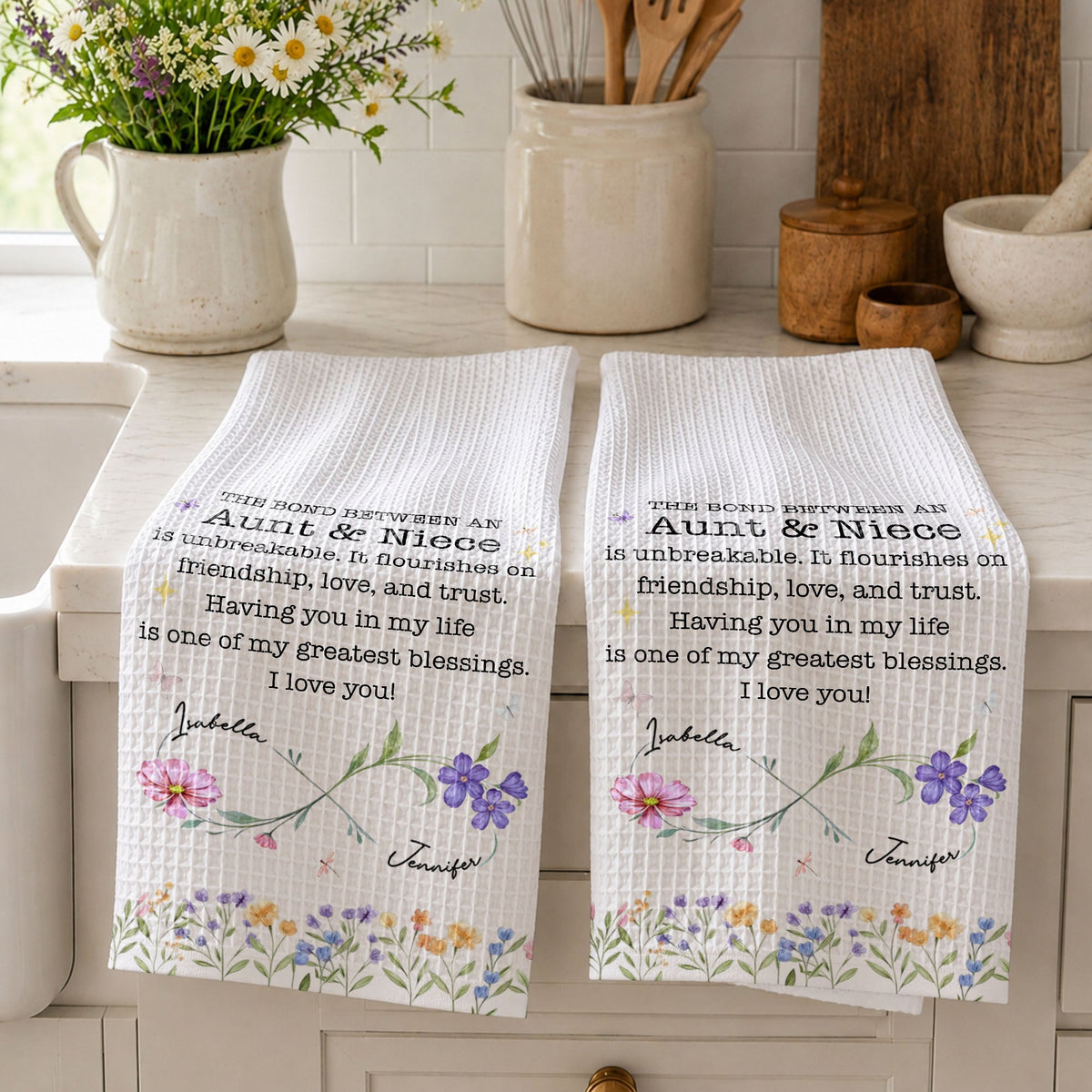 The Bond Between An Aunt & Niece, Personalized Kitchen Towel, Gift For Aunt - 3