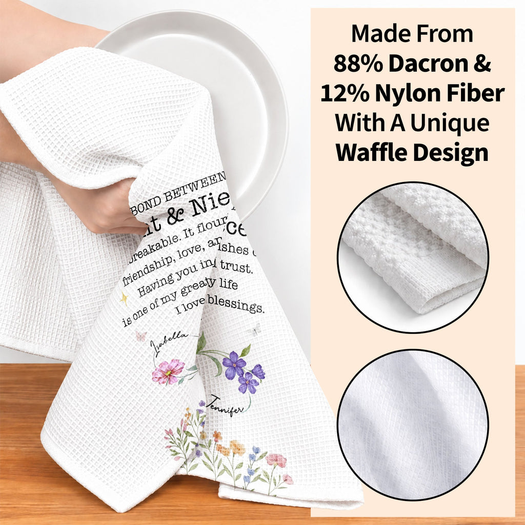The Bond Between An Aunt & Niece, Personalized Kitchen Towel, Gift For Aunt - 6