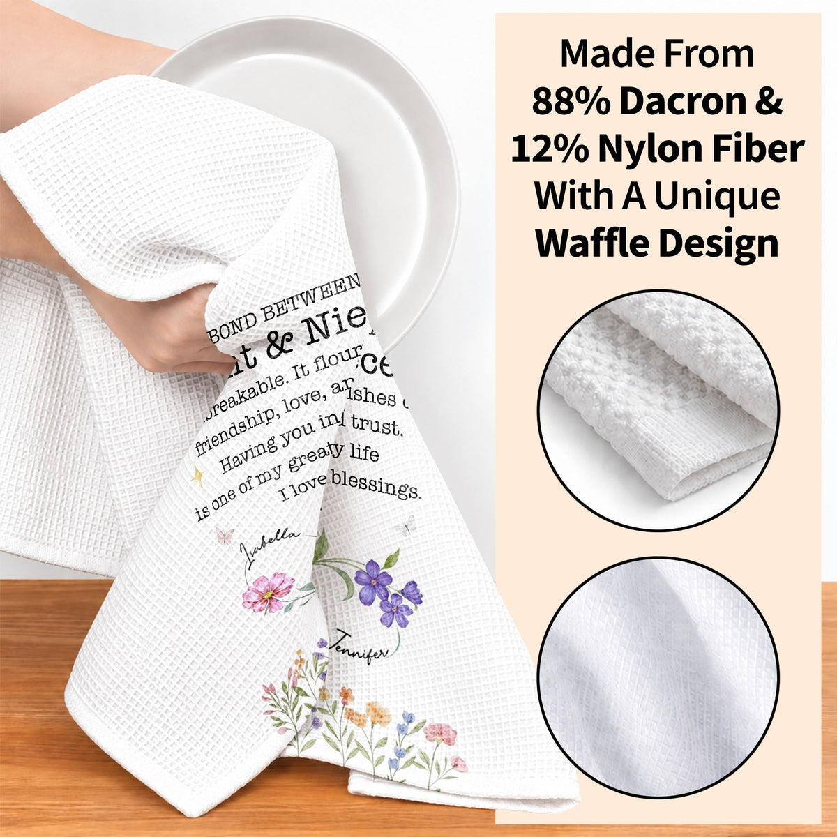 The Bond Between An Aunt & Niece, Personalized Kitchen Towel, Gift For Aunt - 6