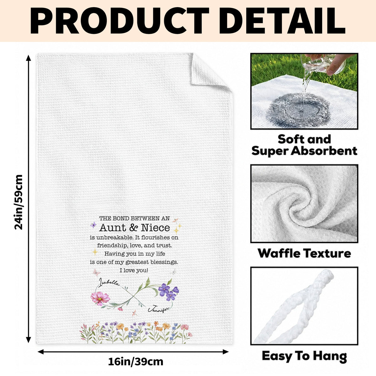 The Bond Between An Aunt & Niece, Personalized Kitchen Towel, Gift For Aunt - 7