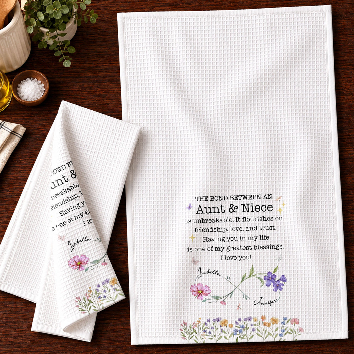 The Bond Between An Aunt & Niece, Personalized Kitchen Towel, Gift For Aunt - 9