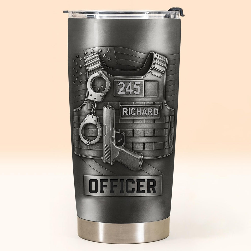Honor Your Dedication, Police Badge Handcuffs Gun, Personalized Tumbler, Gift For Law Enforcement Officers - 10