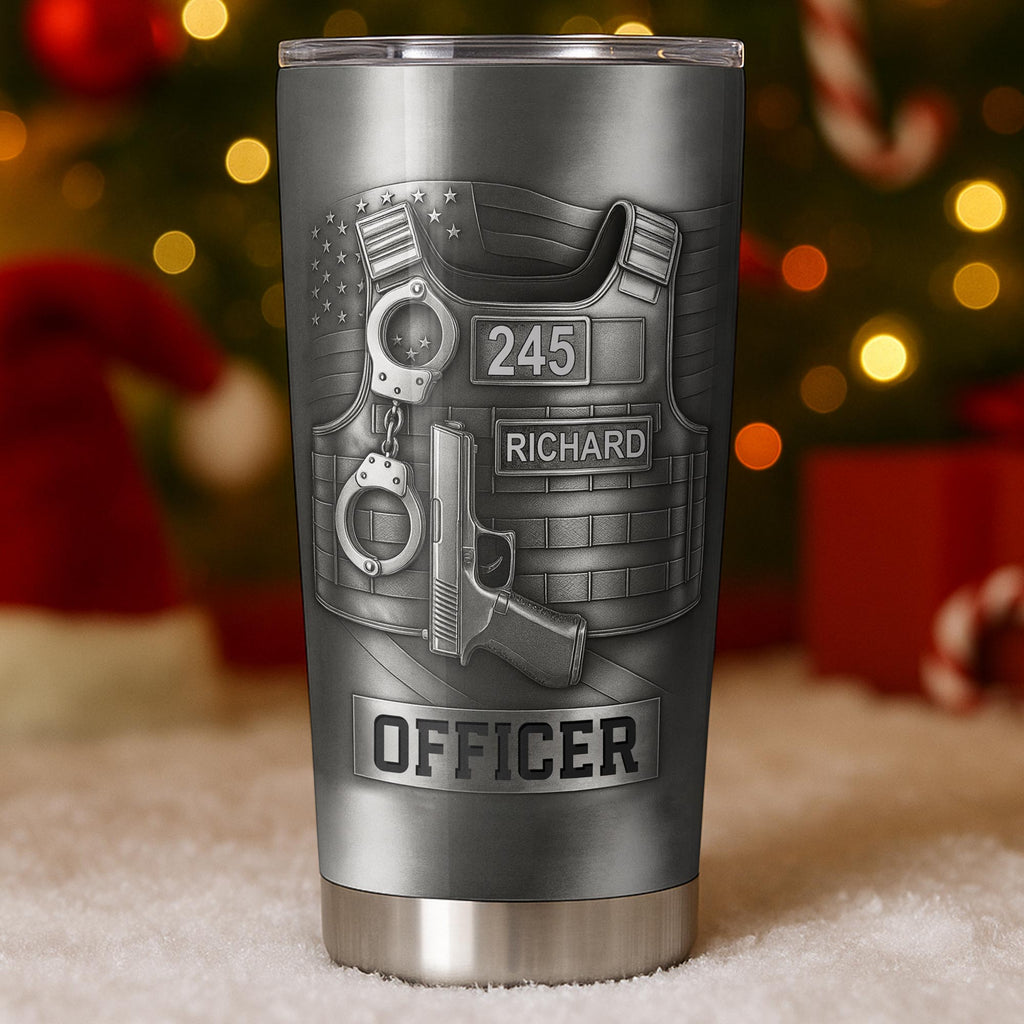 Honor Your Dedication, Police Badge Handcuffs Gun, Personalized Tumbler, Gift For Law Enforcement Officers - 9