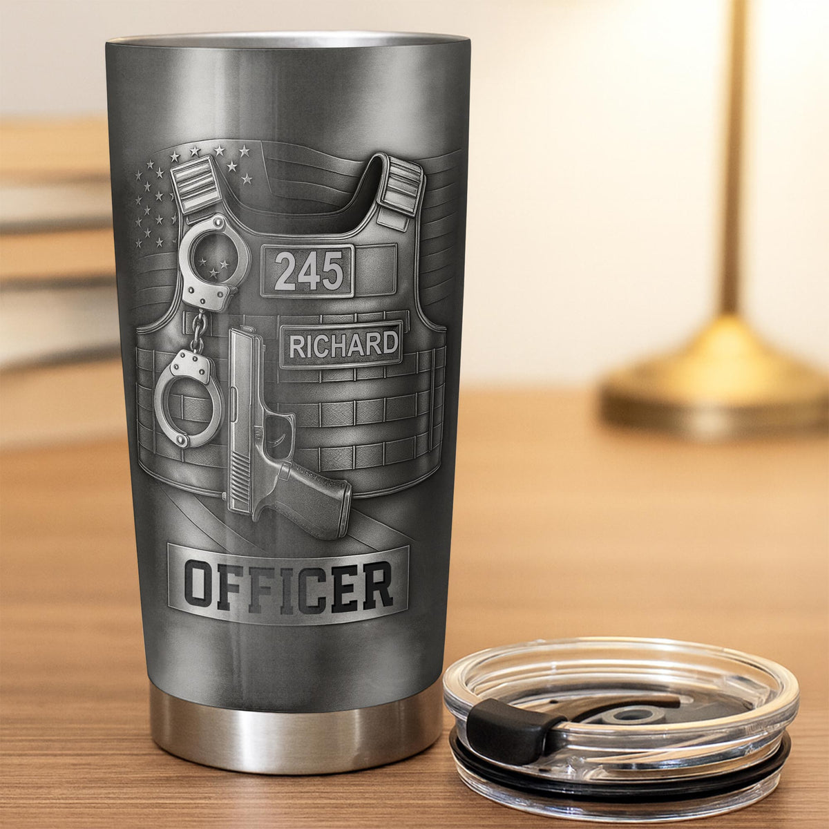 Honor Your Dedication, Police Badge Handcuffs Gun, Personalized Tumbler, Gift For Law Enforcement Officers - 6
