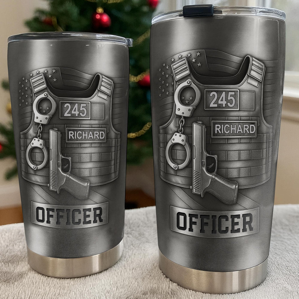 Honor Your Dedication, Police Badge Handcuffs Gun, Personalized Tumbler, Gift For Law Enforcement Officers - 7