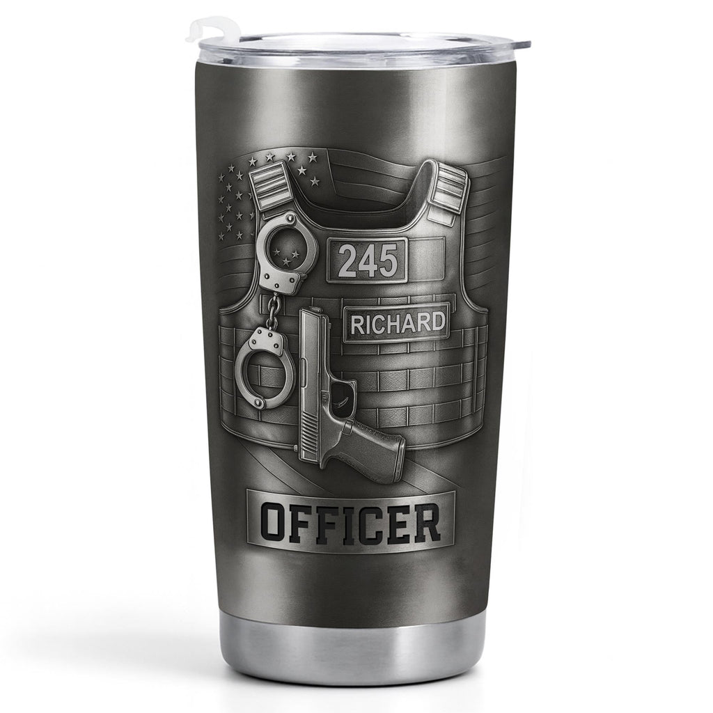 Honor Your Dedication, Police Badge Handcuffs Gun, Personalized Tumbler, Gift For Law Enforcement Officers - 11