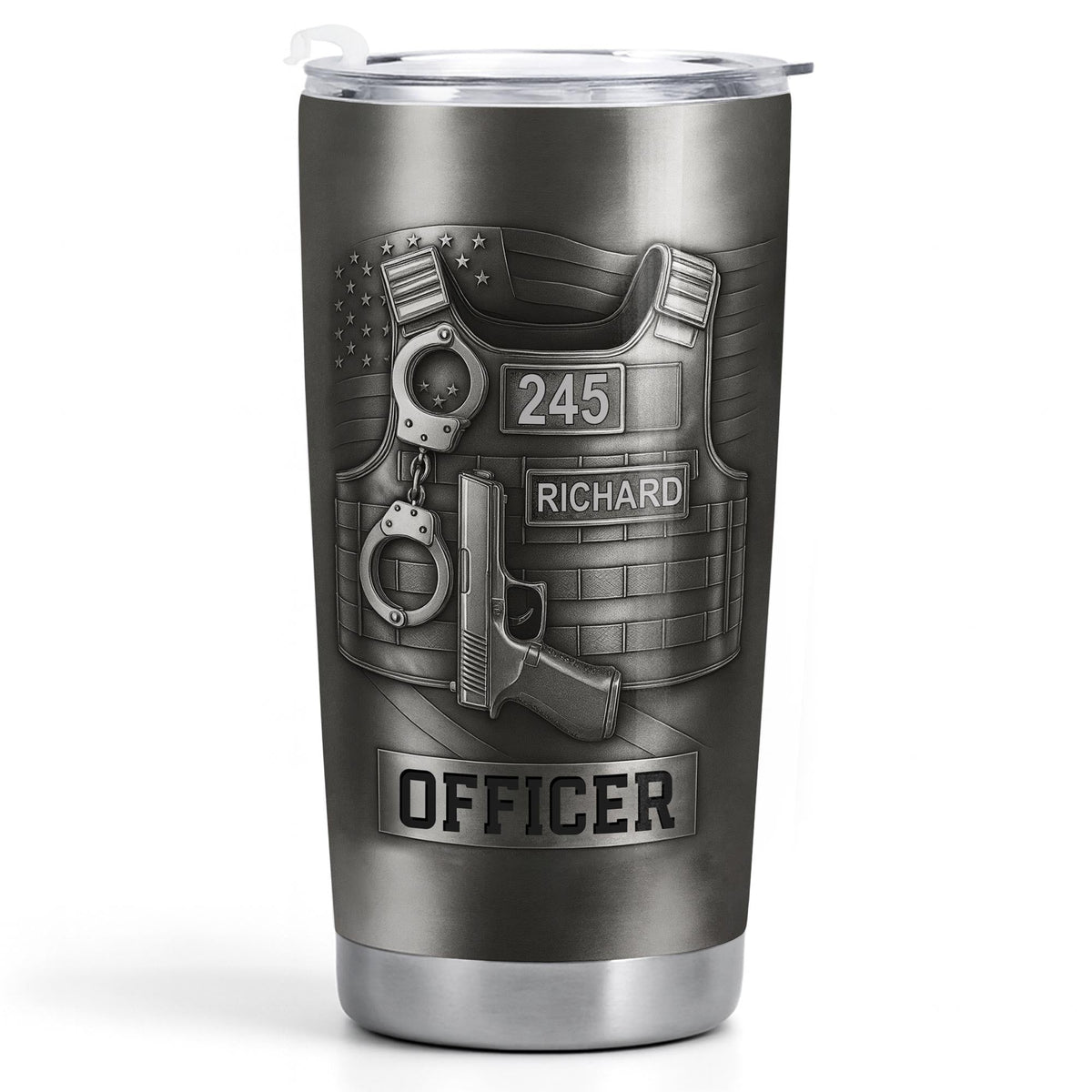 Honor Your Dedication, Police Badge Handcuffs Gun, Personalized Tumbler, Gift For Law Enforcement Officers - 11