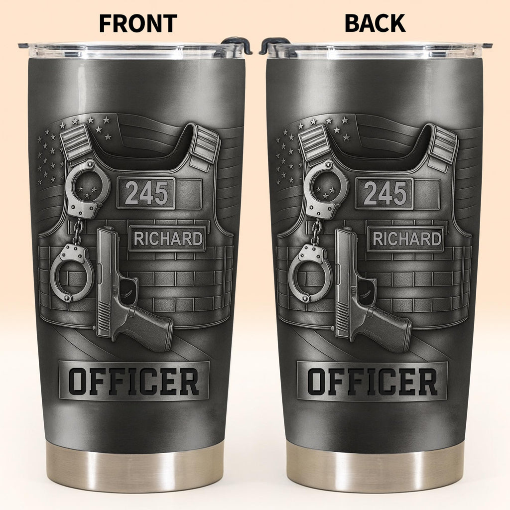 Honor Your Dedication, Police Badge Handcuffs Gun, Personalized Tumbler, Gift For Law Enforcement Officers - 3