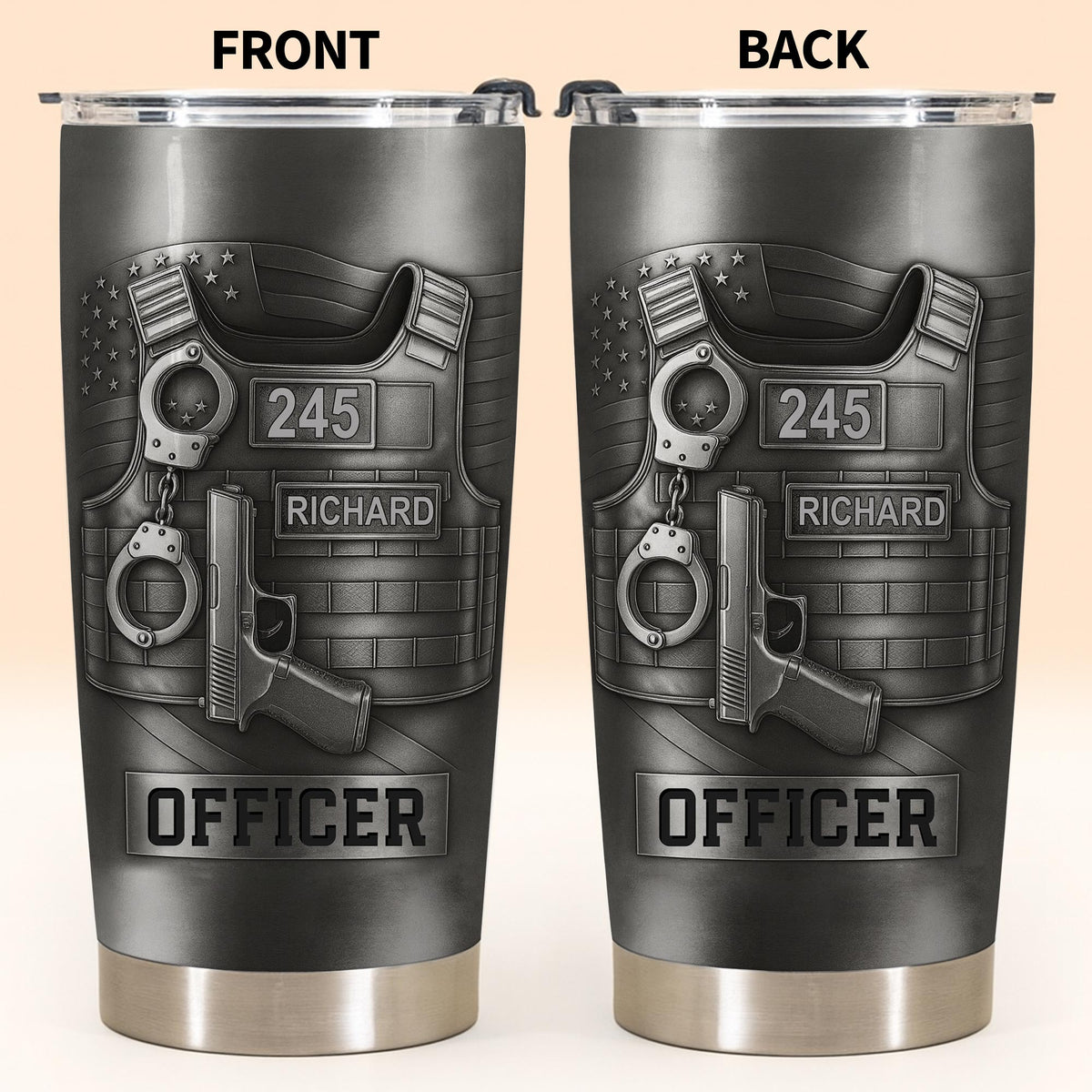 Honor Your Dedication, Police Badge Handcuffs Gun, Personalized Tumbler, Gift For Law Enforcement Officers - 3