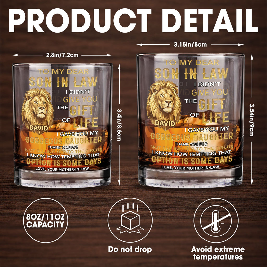 Personalized "To My Dear Son-In-Law" Whiskey Glass - Custom 11oz Rocks Glass Bourbon Cup - Wedding, Birthday Gift for Son in Law - 5