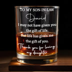 Personalized "To My Son In Law" Whiskey Glass - Custom 11oz Rocks Glass Cup - Birthday, Wedding, Christmas Gift for Son-in-Law - 1