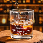 Personalized "To My Son In Law" Whiskey Glass - Custom 11oz Rocks Glass Cup - Birthday, Wedding, Christmas Gift for Son-in-Law - 4