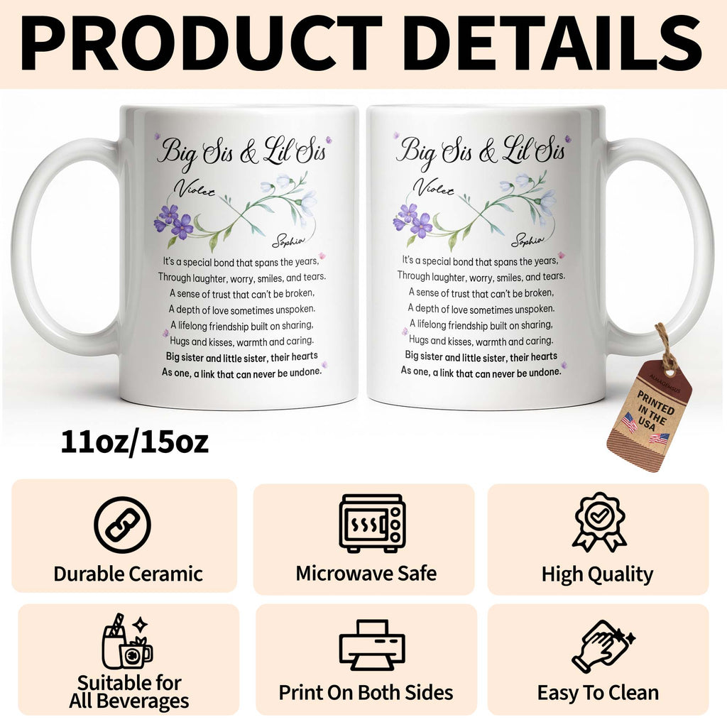 Big Sis And Lil Sis, Personalized Coffee Mug, Gift For Sisters - 13