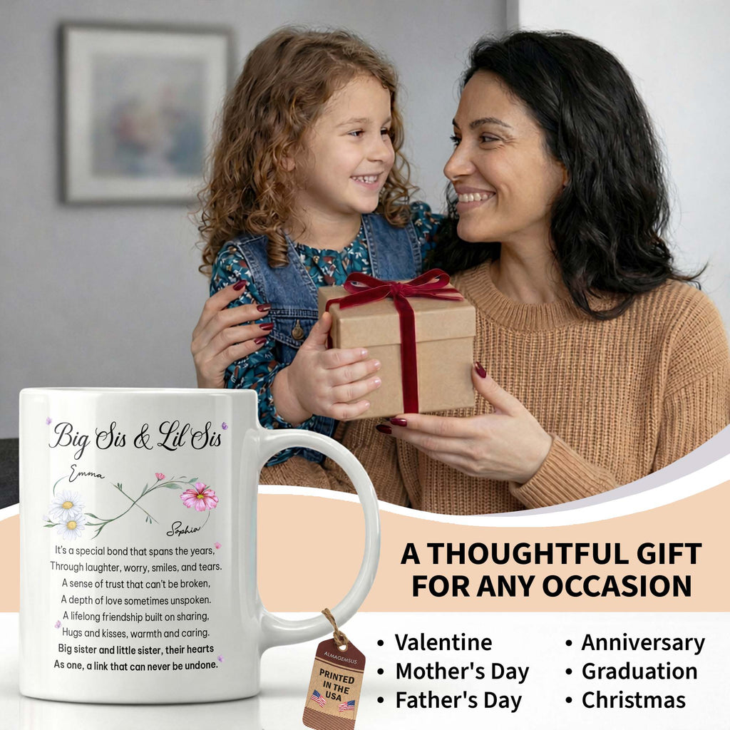 Big Sis And Lil Sis, Personalized Coffee Mug, Gift For Sisters - 12