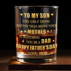 To My Son Mother to Dad Hearts, Personalized Whiskey Glass, Gift for Son - 1