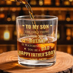 To My Son Mother to Dad Hearts, Personalized Whiskey Glass, Gift for Son - 4