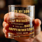To My Son Mother to Dad Hearts, Personalized Whiskey Glass, Gift for Son - 6