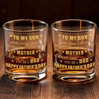 To My Son Mother to Dad Hearts, Personalized Whiskey Glass, Gift for Son - 7